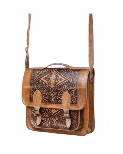 EMBOSSED LEATHER LAPTOP HANDBAG